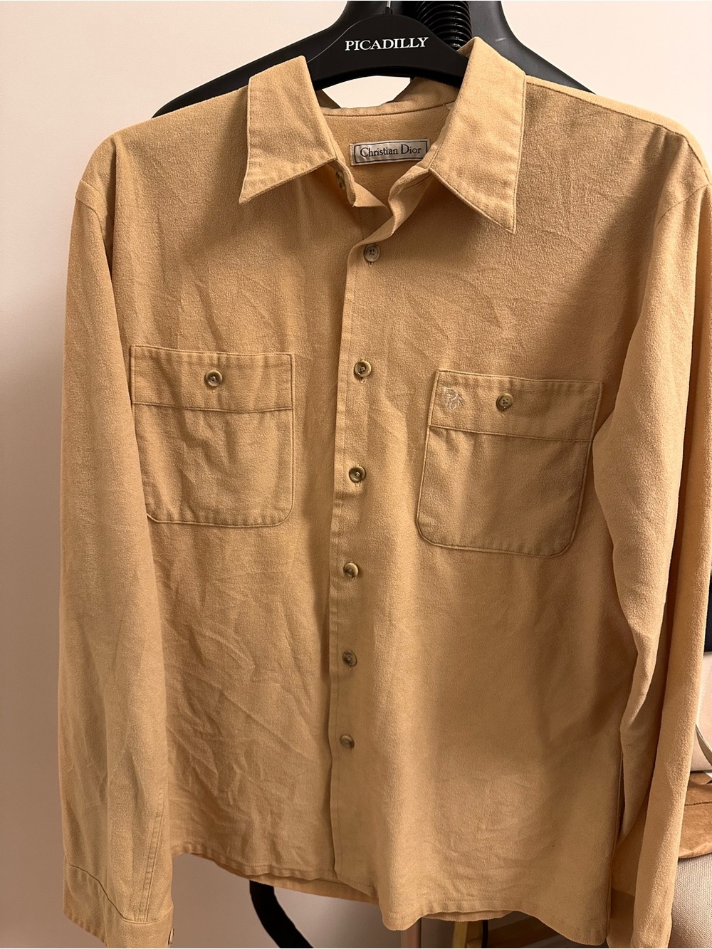 Christian Dior Men’s Button-Down Shirt in Light Tan